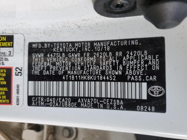 Photo 11 VIN: 4T1B11HK8KU184452 - TOYOTA CAMRY L 