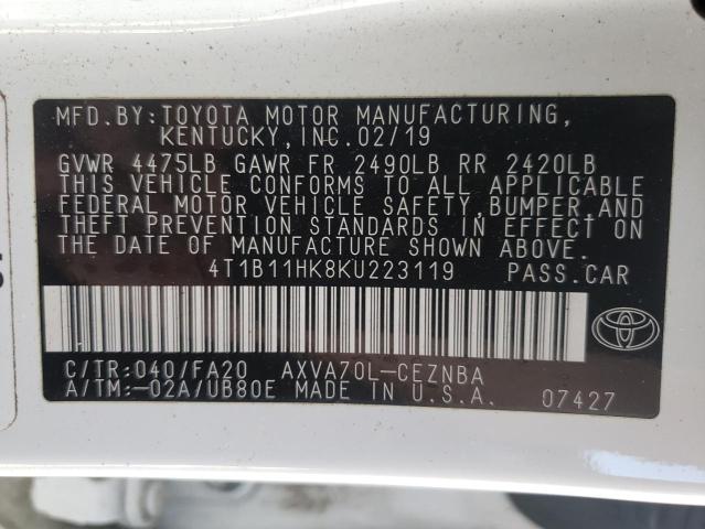 Photo 12 VIN: 4T1B11HK8KU223119 - TOYOTA CAMRY 