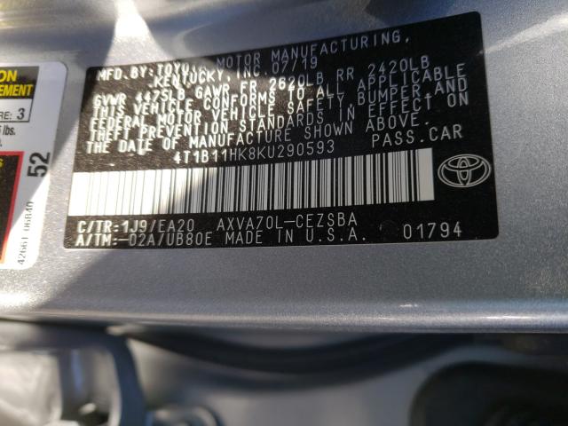 Photo 9 VIN: 4T1B11HK8KU290593 - TOYOTA CAMRY L 