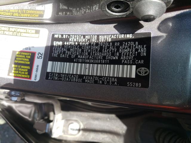 Photo 9 VIN: 4T1B11HK8KU681811 - TOYOTA CAMRY L 