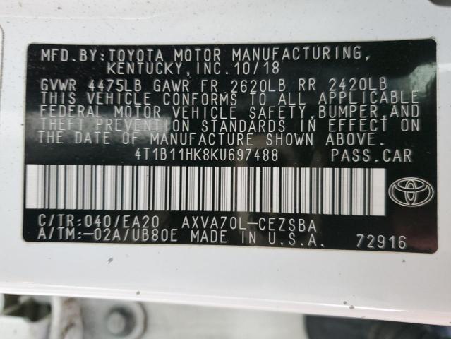 Photo 12 VIN: 4T1B11HK8KU697488 - TOYOTA CAMRY L 