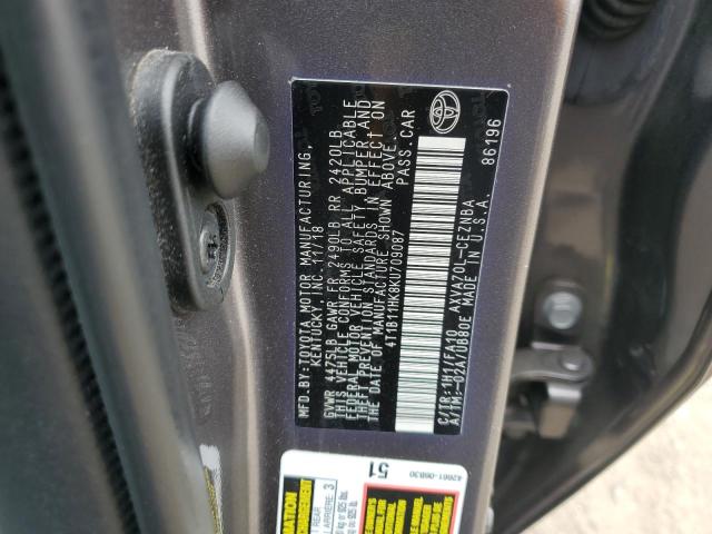 Photo 12 VIN: 4T1B11HK8KU709087 - TOYOTA CAMRY L 