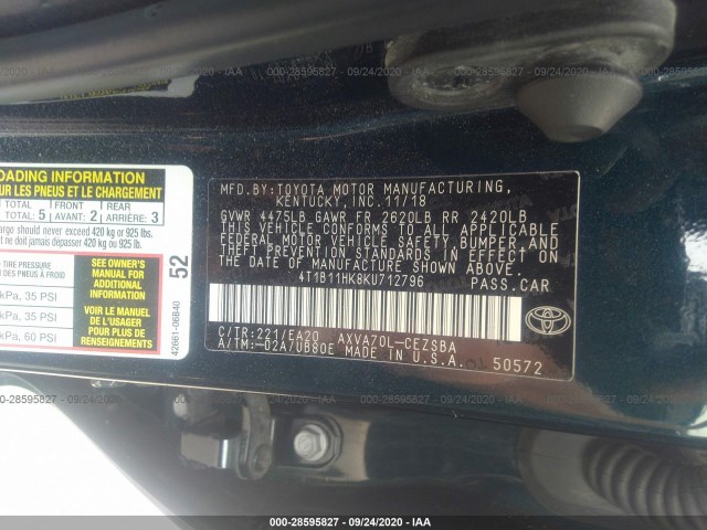 Photo 8 VIN: 4T1B11HK8KU712796 - TOYOTA CAMRY 