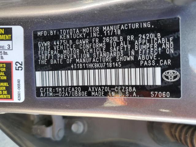 Photo 12 VIN: 4T1B11HK8KU718145 - TOYOTA CAMRY 