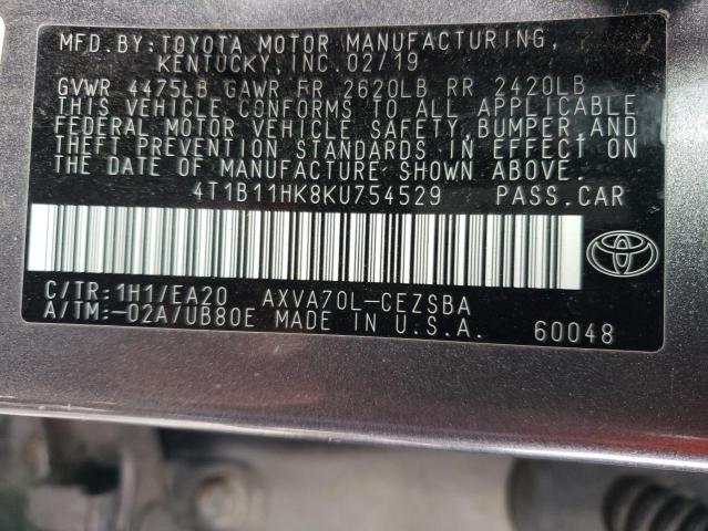 Photo 11 VIN: 4T1B11HK8KU754529 - TOYOTA CAMRY L 