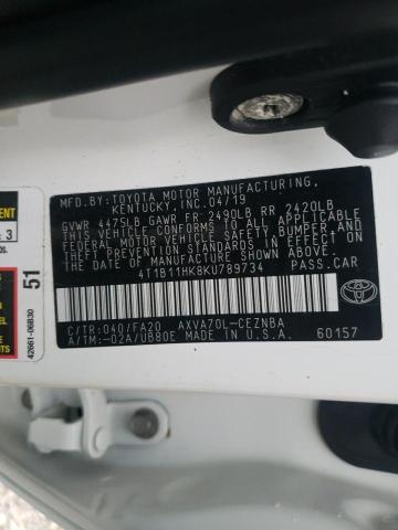 Photo 9 VIN: 4T1B11HK8KU789734 - TOYOTA CAMRY L 