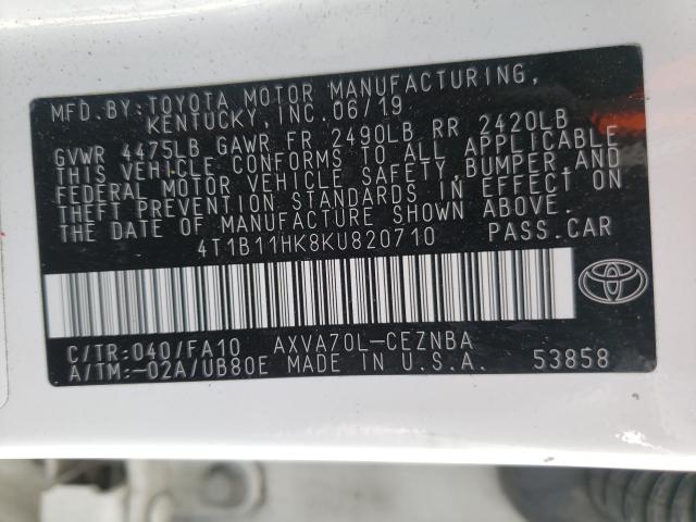 Photo 9 VIN: 4T1B11HK8KU820710 - TOYOTA CAMRY L 