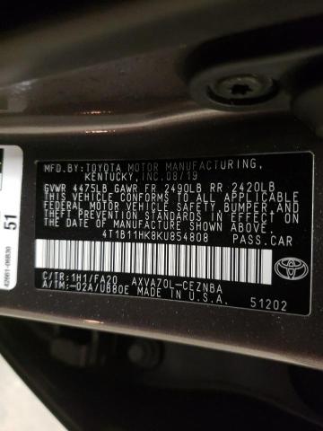 Photo 11 VIN: 4T1B11HK8KU854808 - TOYOTA CAMRY L 