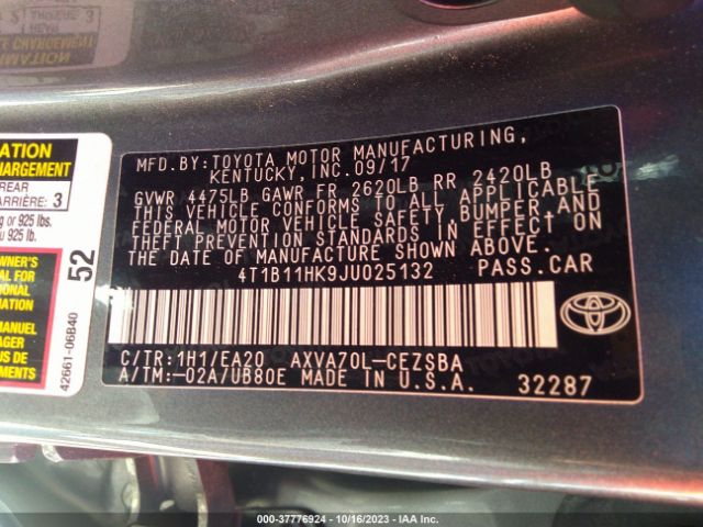 Photo 8 VIN: 4T1B11HK9JU025132 - TOYOTA CAMRY 