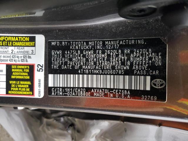 Photo 11 VIN: 4T1B11HK9JU060785 - TOYOTA CAMRY L 