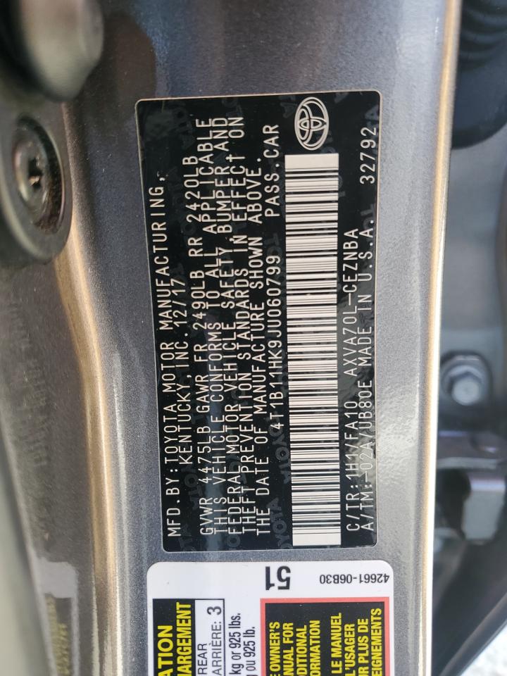 Photo 11 VIN: 4T1B11HK9JU060799 - TOYOTA CAMRY 