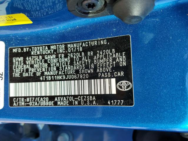 Photo 11 VIN: 4T1B11HK9JU067820 - TOYOTA CAMRY L 