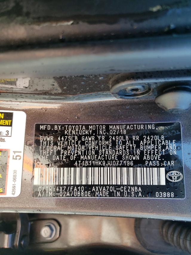 Photo 9 VIN: 4T1B11HK9JU077196 - TOYOTA CAMRY 