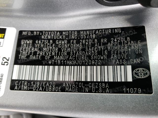 Photo 11 VIN: 4T1B11HK9JU120872 - TOYOTA CAMRY L 