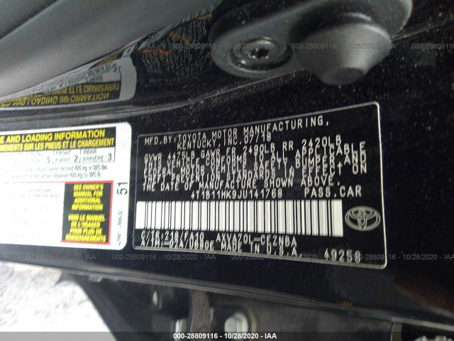 Photo 8 VIN: 4T1B11HK9JU141768 - TOYOTA CAMRY 