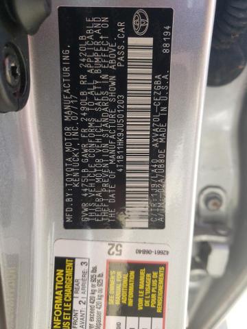 Photo 9 VIN: 4T1B11HK9JU501203 - TOYOTA CAMRY L 