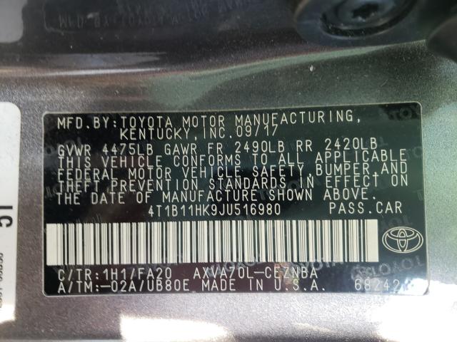 Photo 9 VIN: 4T1B11HK9JU516980 - TOYOTA CAMRY L 