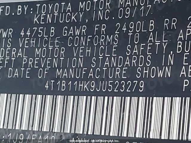 Photo 8 VIN: 4T1B11HK9JU523279 - TOYOTA CAMRY 