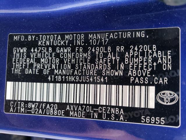 Photo 11 VIN: 4T1B11HK9JU541541 - TOYOTA CAMRY 