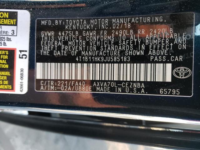 Photo 11 VIN: 4T1B11HK9JU585183 - TOYOTA CAMRY L 