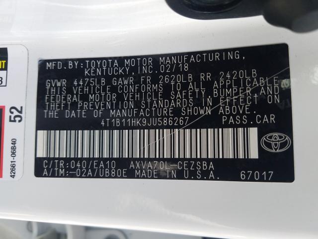 Photo 9 VIN: 4T1B11HK9JU586267 - TOYOTA CAMRY L 