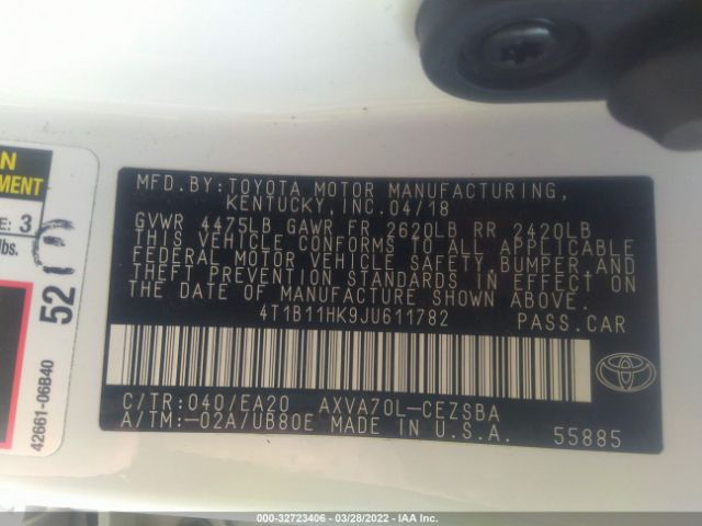 Photo 8 VIN: 4T1B11HK9JU611782 - TOYOTA CAMRY 