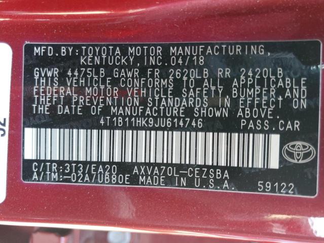 Photo 12 VIN: 4T1B11HK9JU614746 - TOYOTA CAMRY 