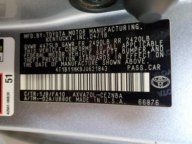 Photo 11 VIN: 4T1B11HK9JU621843 - TOYOTA CAMRY LE 