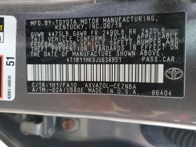 Photo 11 VIN: 4T1B11HK9JU638951 - TOYOTA CAMRY 