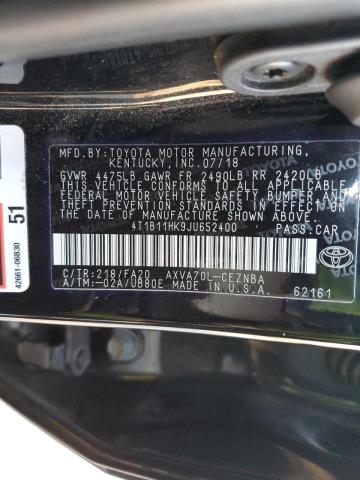 Photo 12 VIN: 4T1B11HK9JU652400 - TOYOTA CAMRY L 