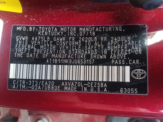 Photo 9 VIN: 4T1B11HK9JU653157 - TOYOTA CAMRY L 