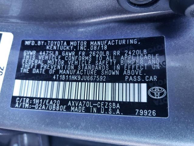 Photo 11 VIN: 4T1B11HK9JU667592 - TOYOTA CAMRY L 