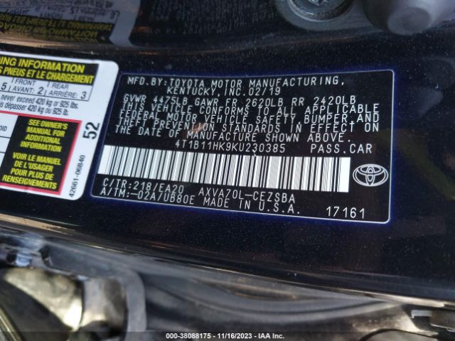 Photo 8 VIN: 4T1B11HK9KU230385 - TOYOTA CAMRY 