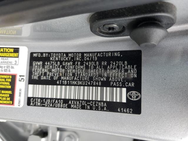 Photo 11 VIN: 4T1B11HK9KU247848 - TOYOTA CAMRY L 