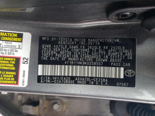 Photo 11 VIN: 4T1B11HK9KU258557 - TOYOTA CAMRY L 