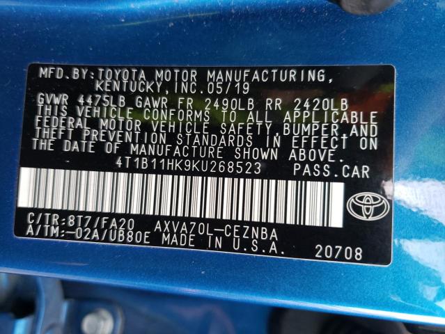 Photo 9 VIN: 4T1B11HK9KU268523 - TOYOTA CAMRY L 