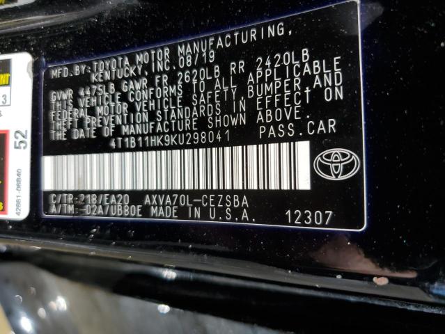 Photo 12 VIN: 4T1B11HK9KU298041 - TOYOTA CAMRY 