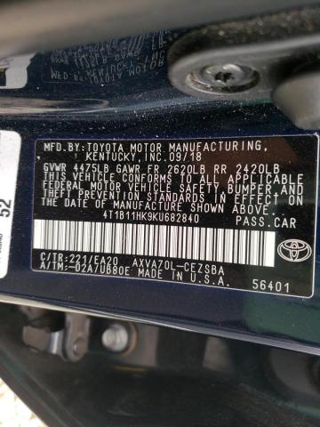 Photo 9 VIN: 4T1B11HK9KU682840 - TOYOTA CAMRY L 