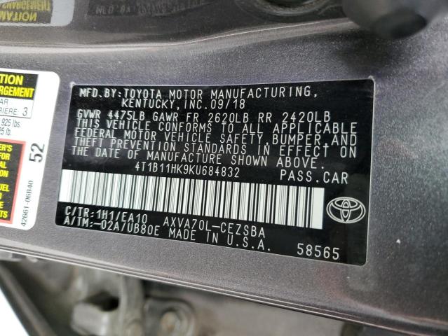 Photo 11 VIN: 4T1B11HK9KU684832 - TOYOTA CAMRY L 