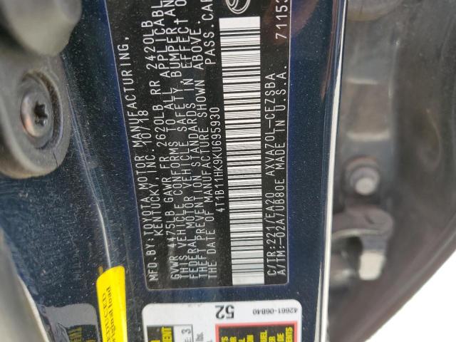 Photo 11 VIN: 4T1B11HK9KU695930 - TOYOTA CAMRY L 