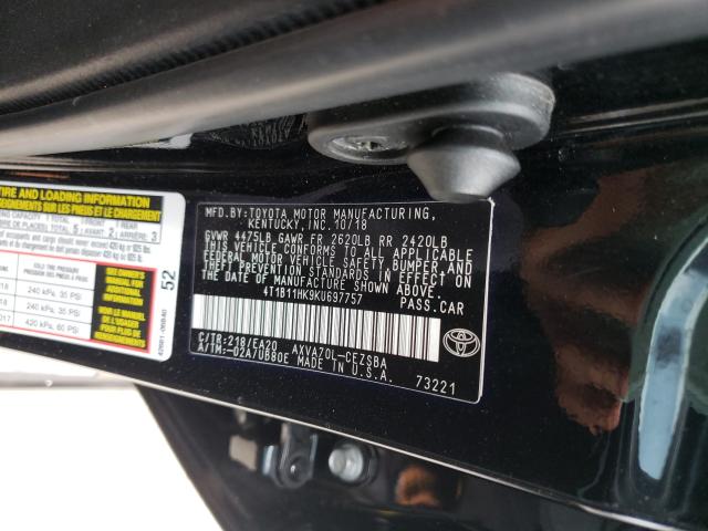 Photo 9 VIN: 4T1B11HK9KU697757 - TOYOTA CAMRY L 