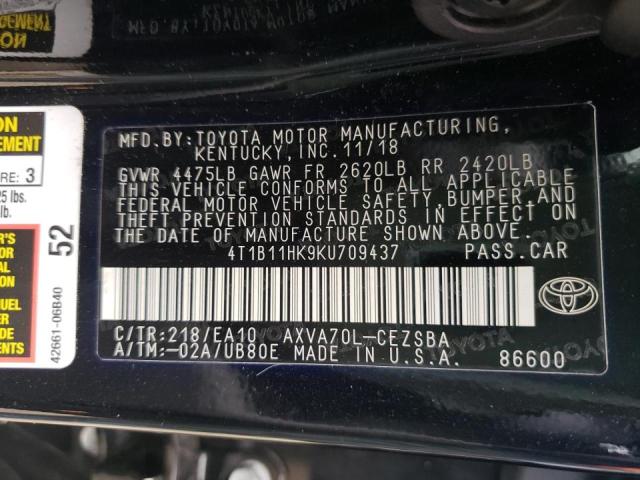 Photo 9 VIN: 4T1B11HK9KU709437 - TOYOTA CAMRY L 