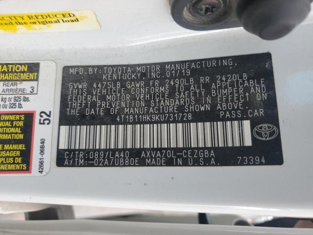 Photo 11 VIN: 4T1B11HK9KU731728 - TOYOTA CAMRY L 