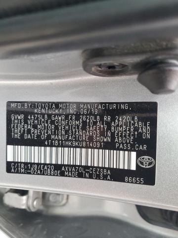 Photo 11 VIN: 4T1B11HK9KU814091 - TOYOTA CAMRY 