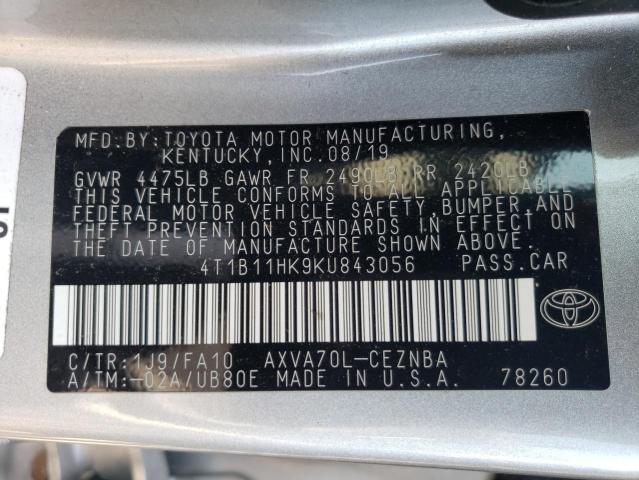 Photo 11 VIN: 4T1B11HK9KU843056 - TOYOTA CAMRY L 