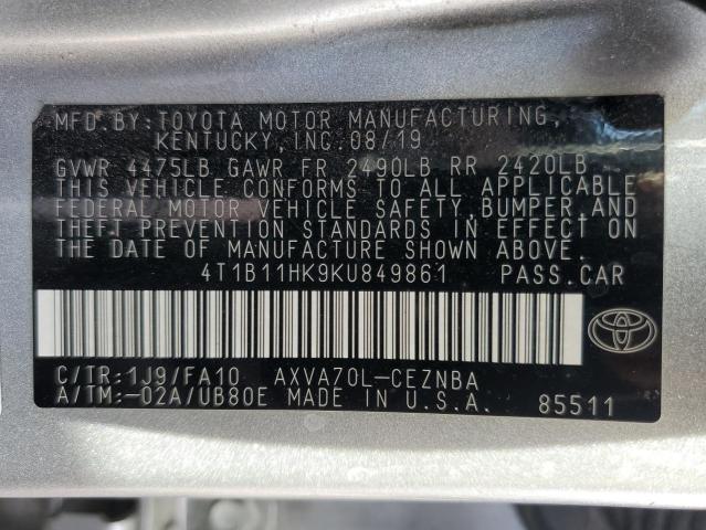 Photo 11 VIN: 4T1B11HK9KU849861 - TOYOTA CAMRY L 