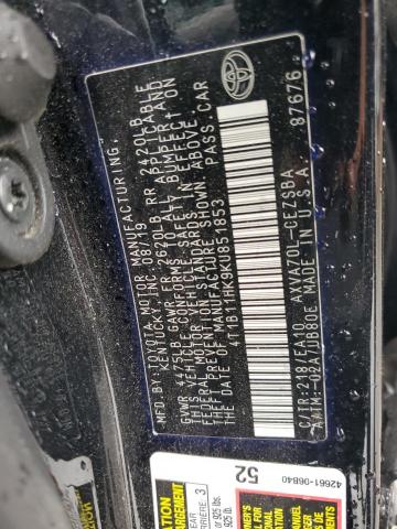 Photo 12 VIN: 4T1B11HK9KU851853 - TOYOTA CAMRY L 