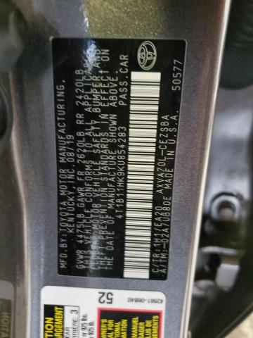 Photo 11 VIN: 4T1B11HK9KU854283 - TOYOTA CAMRY 