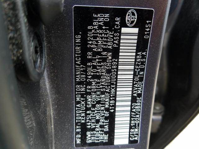 Photo 9 VIN: 4T1B11HKXJU005892 - TOYOTA CAMRY L 