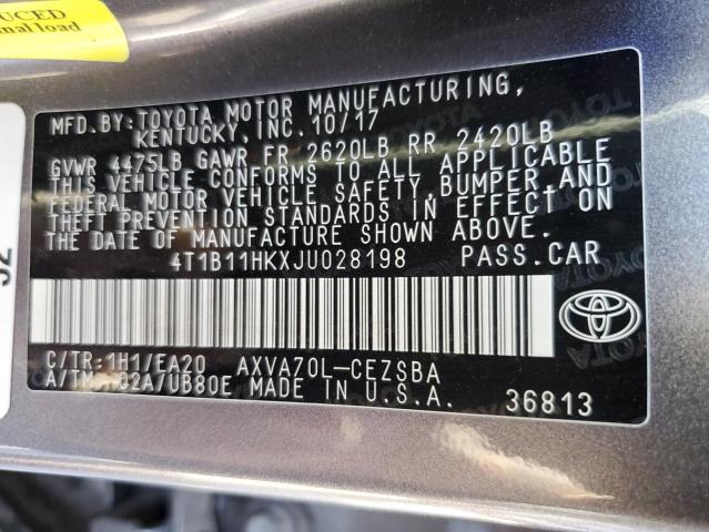 Photo 11 VIN: 4T1B11HKXJU028198 - TOYOTA CAMRY 